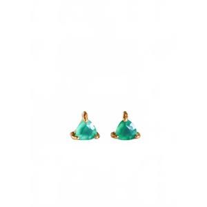NEW JAXKELLY women's mini energy gem stud earrings in green onyx